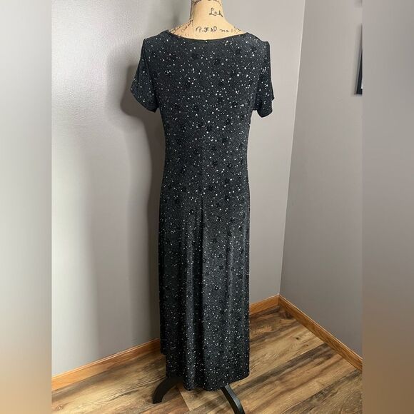 Vintage Paul Harris Design sparkly black maxi dress size 10 whimsigothic moody - Picture 10 of 11